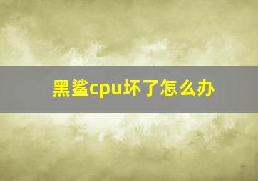 黑鲨cpu坏了怎么办