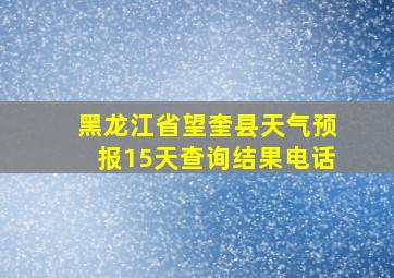 黑龙江省望奎县天气预报15天查询结果电话