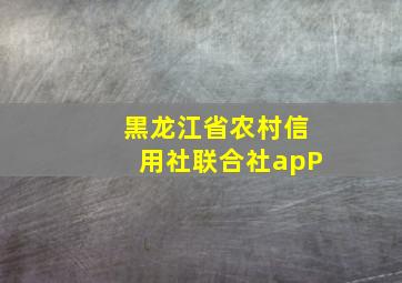 黒龙江省农村信用社联合社apP