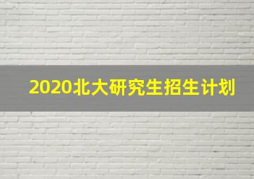 2020北大研究生招生计划