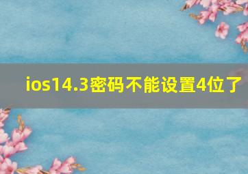 ios14.3密码不能设置4位了