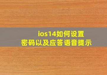 ios14如何设置密码以及应答语音提示