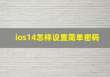 ios14怎样设置简单密码