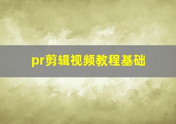 pr剪辑视频教程基础