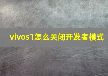 vivos1怎么关闭开发者模式