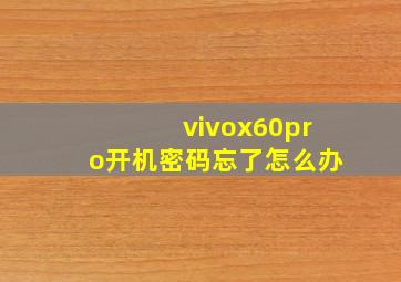 vivox60pro开机密码忘了怎么办