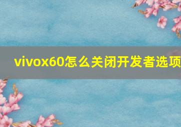 vivox60怎么关闭开发者选项