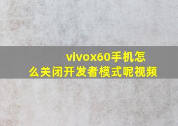 vivox60手机怎么关闭开发者模式呢视频