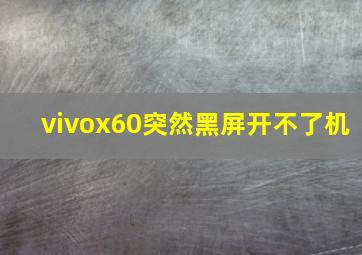 vivox60突然黑屏开不了机