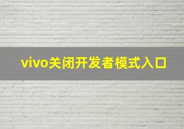 vivo关闭开发者模式入口