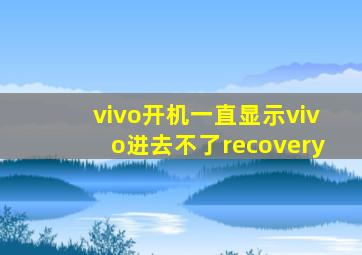 vivo开机一直显示vivo进去不了recovery