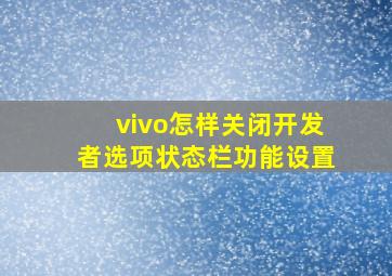 vivo怎样关闭开发者选项状态栏功能设置