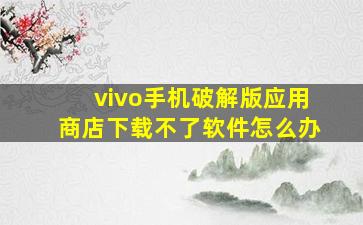 vivo手机破解版应用商店下载不了软件怎么办