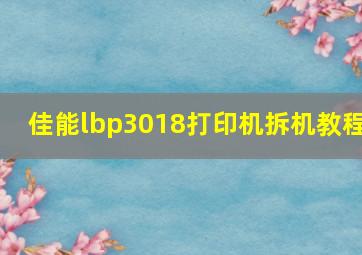 佳能lbp3018打印机拆机教程