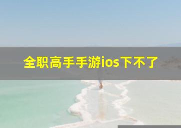 全职高手手游ios下不了