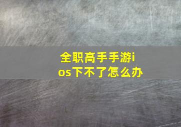 全职高手手游ios下不了怎么办