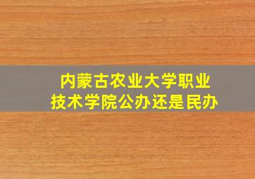 内蒙古农业大学职业技术学院公办还是民办