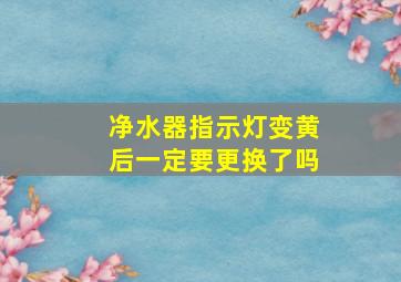 净水器指示灯变黄后一定要更换了吗