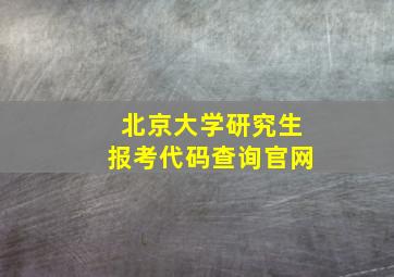 北京大学研究生报考代码查询官网