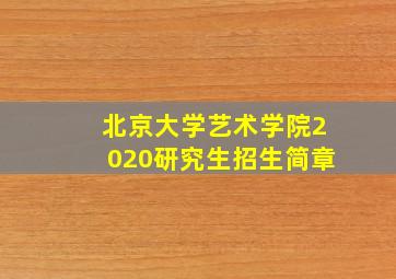 北京大学艺术学院2020研究生招生简章