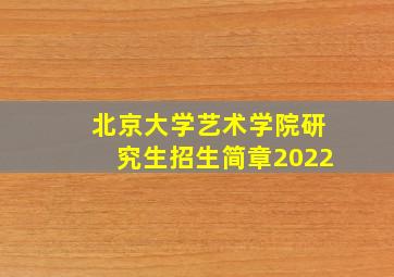 北京大学艺术学院研究生招生简章2022