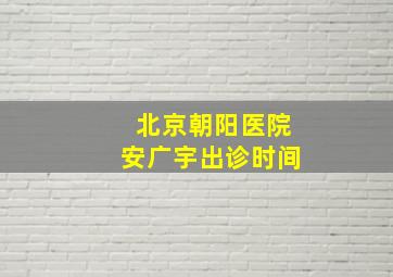 北京朝阳医院安广宇出诊时间