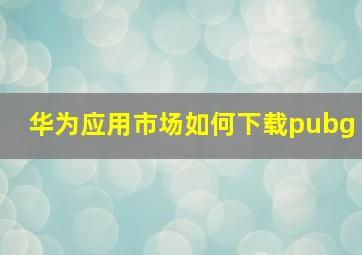 华为应用市场如何下载pubg