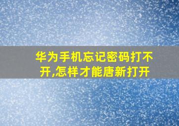 华为手机忘记密码打不开,怎样才能唐新打开