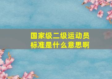 国家级二级运动员标准是什么意思啊