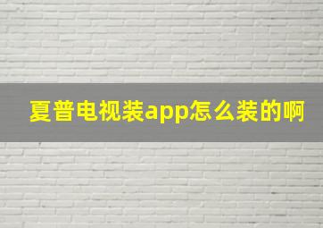 夏普电视装app怎么装的啊