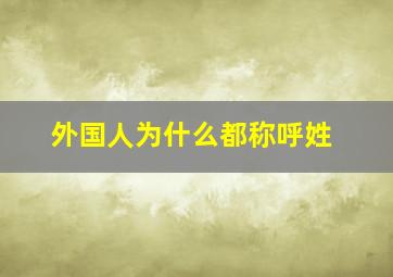 外国人为什么都称呼姓