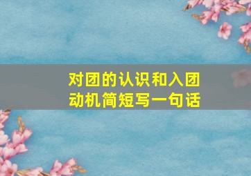 对团的认识和入团动机简短写一句话