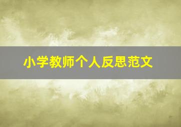 小学教师个人反思范文