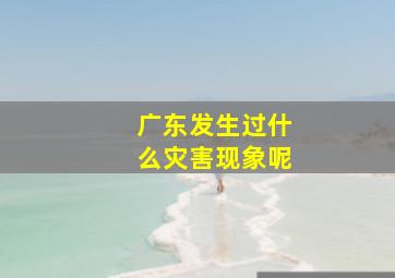 广东发生过什么灾害现象呢