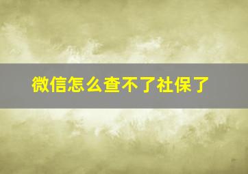 微信怎么查不了社保了