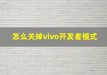 怎么关掉vivo开发者模式