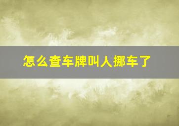 怎么查车牌叫人挪车了