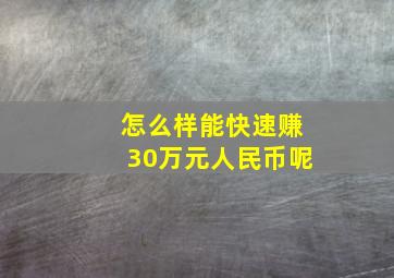 怎么样能快速赚30万元人民币呢