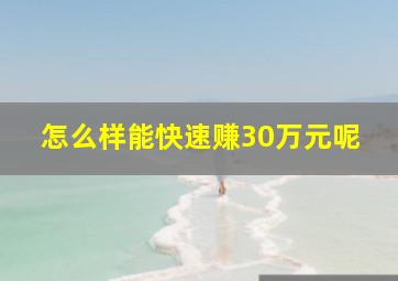 怎么样能快速赚30万元呢