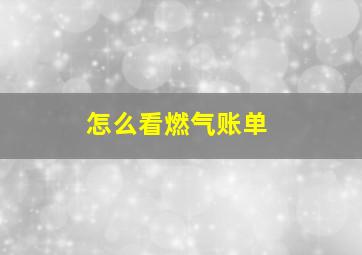 怎么看燃气账单