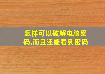 怎样可以破解电脑密码,而且还能看到密码