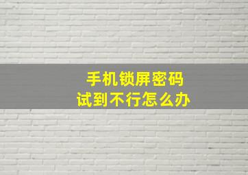 手机锁屏密码试到不行怎么办