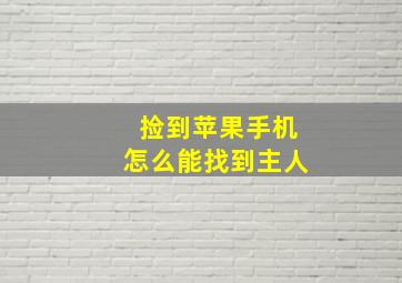 捡到苹果手机怎么能找到主人