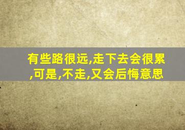 有些路很远,走下去会很累,可是,不走,又会后悔意思