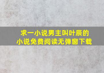 求一小说男主叫叶辰的小说免费阅读无弹窗下载