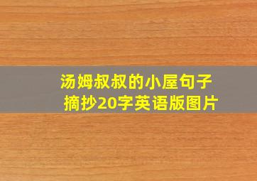 汤姆叔叔的小屋句子摘抄20字英语版图片