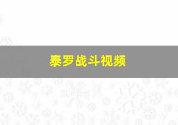 泰罗战斗视频