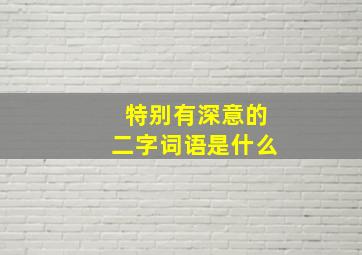 特别有深意的二字词语是什么