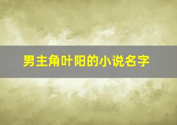 男主角叶阳的小说名字