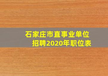 石家庄市直事业单位招聘2020年职位表